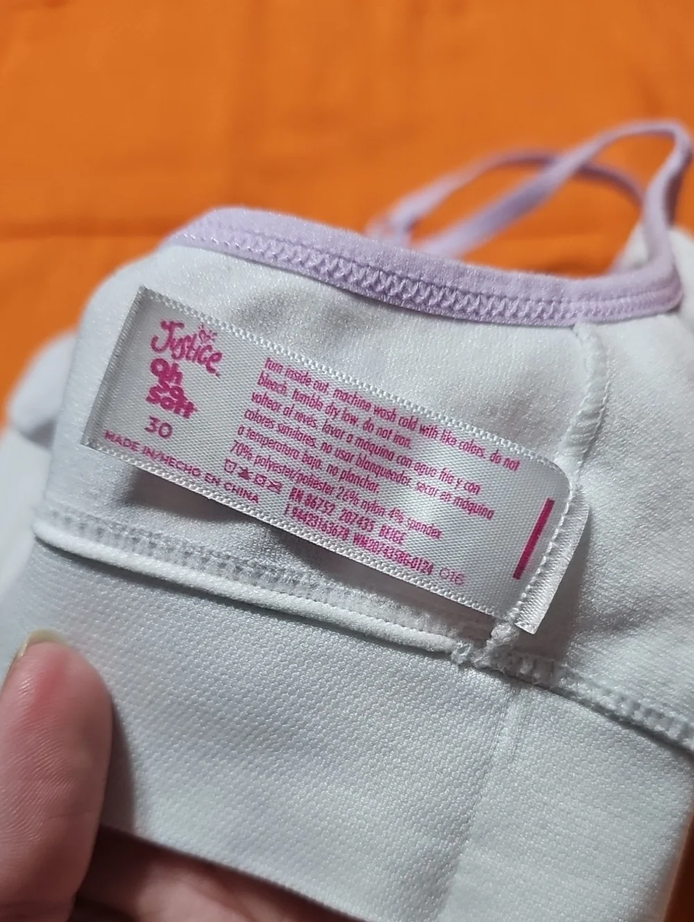 JUSTICE Girls Youth Bra! Sz 30 A/B Cup